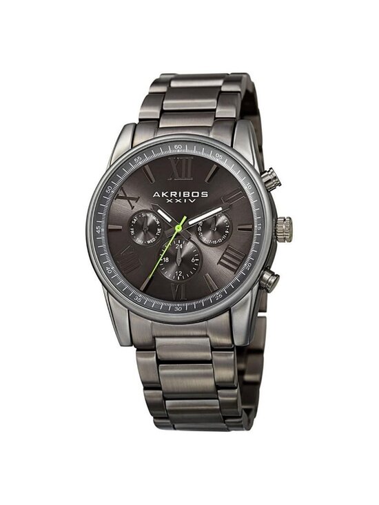 NWT Akribos XXIV Enterprise Quartz Grey Dial Men\'s Watch